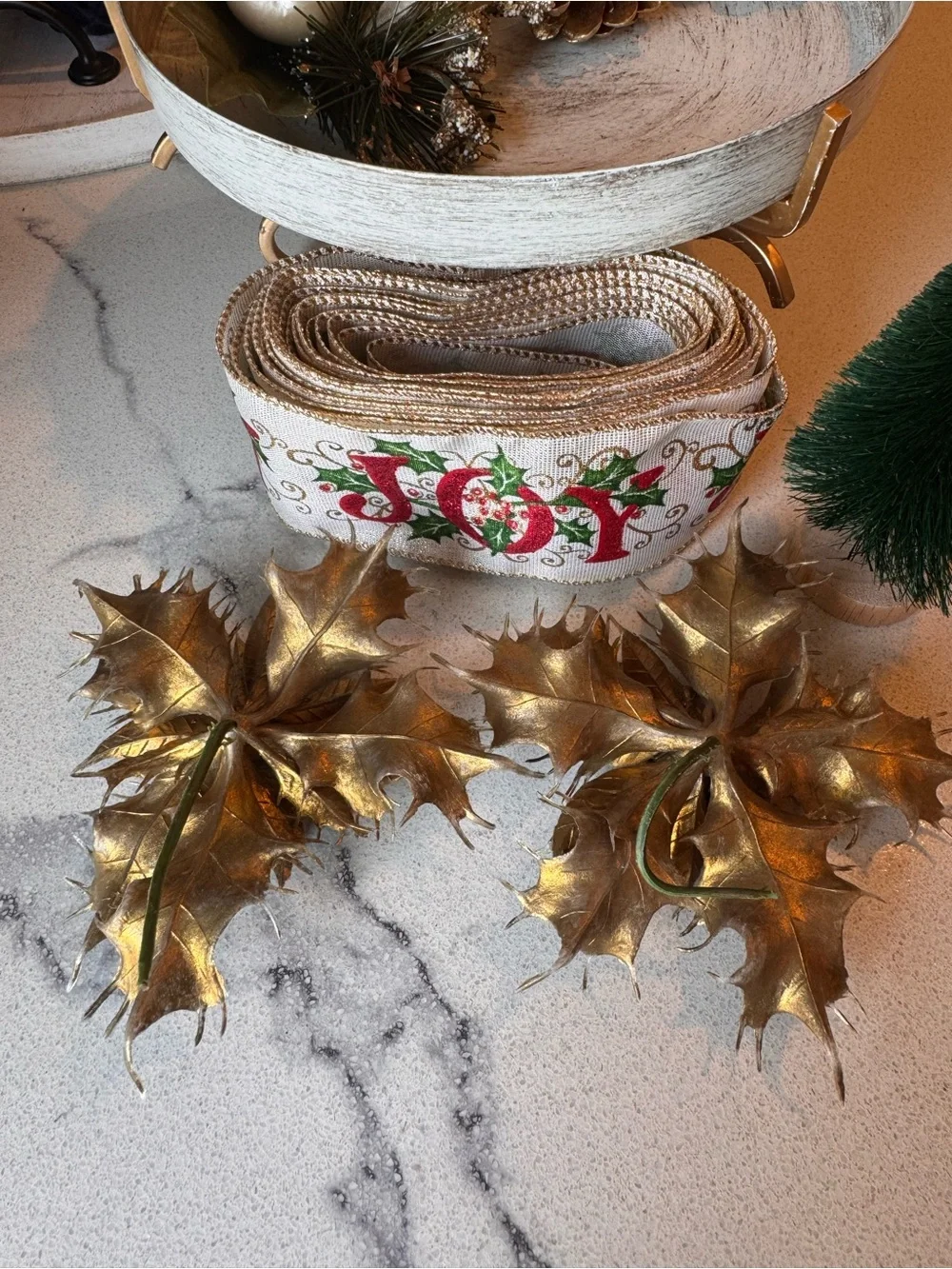 VTG MCM Gold Poinsettia Floral Picks & Wired 